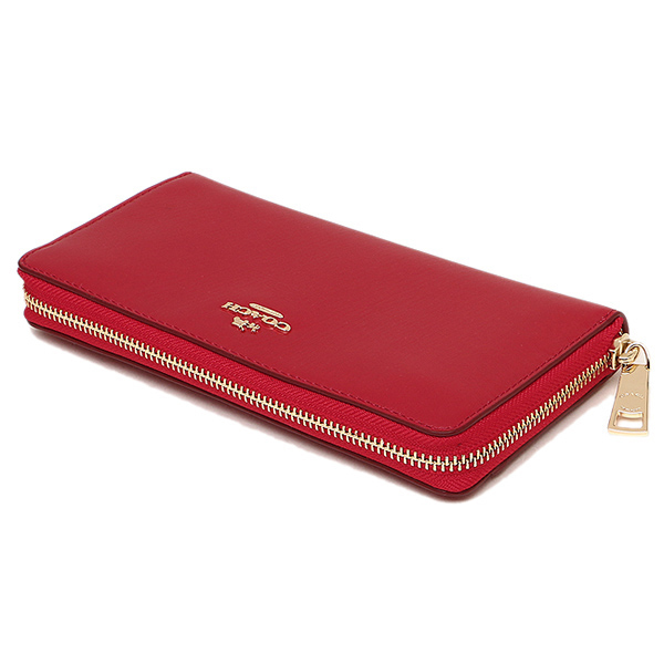 Coach Smooth Leather Zip Accordion Wallet Classic Red # F54049